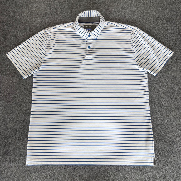 Twillory Other - Twillory Athletic Athleisure Men Large Polo Shirt Blue White Striped Performance